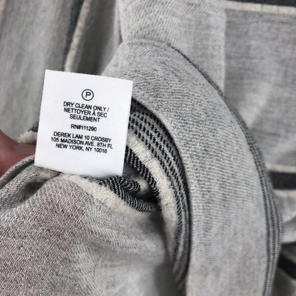 Derek Lam 10 Crosby Top Womens 8 Gray Stripe Wool Blend Tunic Ruffle Lagenlook - Picture 7 of 10